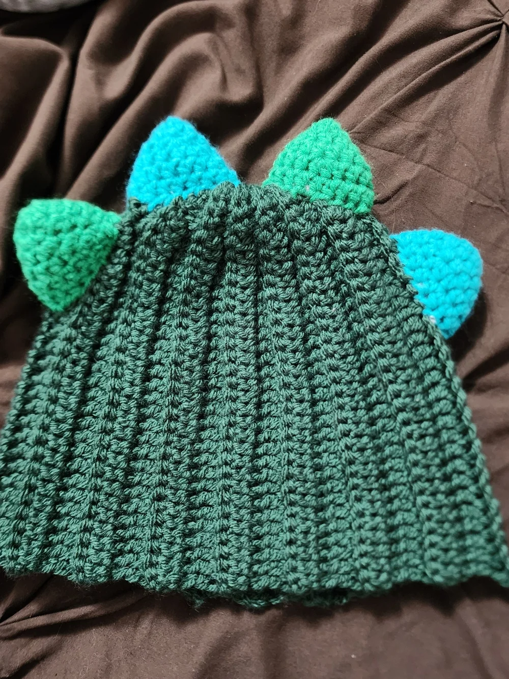 Kids Green & Blue Dino Beanie Hat